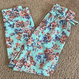 PINKYOTTO MINT FLORAL TIEFRONT JOGGER PANT SM